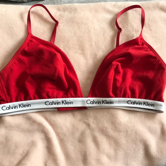 CALVIN KLEIN red cotton bralette size L